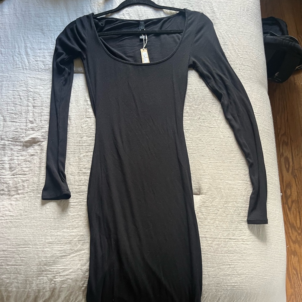 SKIMS Black Long Sleeve Dress